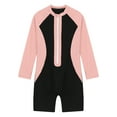 thumbnail image 3 of CHICTRY Unisex Boys Girls Upf 50+ Athletic Swimsuits Solid Long Sleeve Zip Up One Piece Rashguard Wetsuits Pink 14, 3 of 5