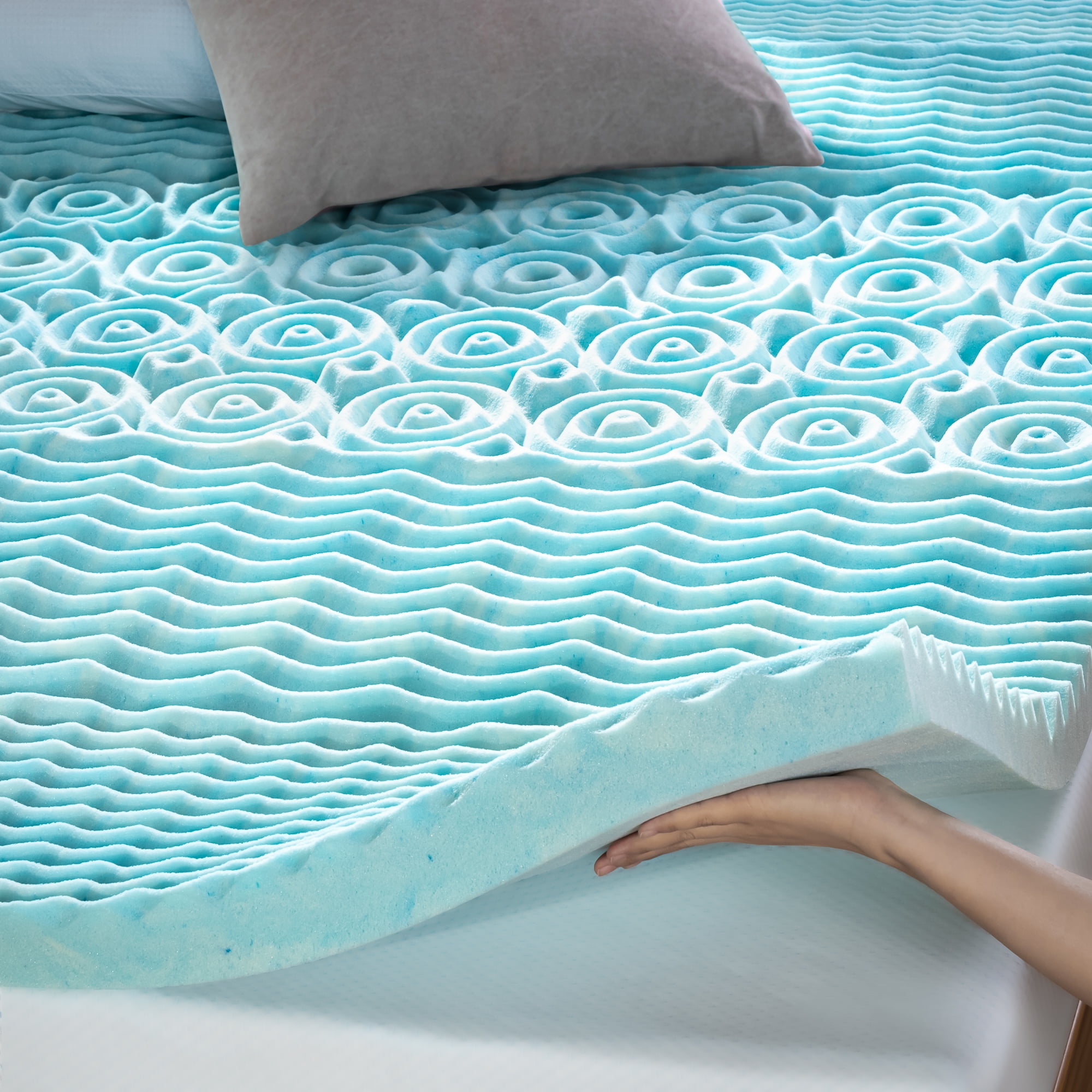 Zinus Spa Sensations 1" Green Tea Gel Memory Foam Zoned Support Mattress Topper, Twin