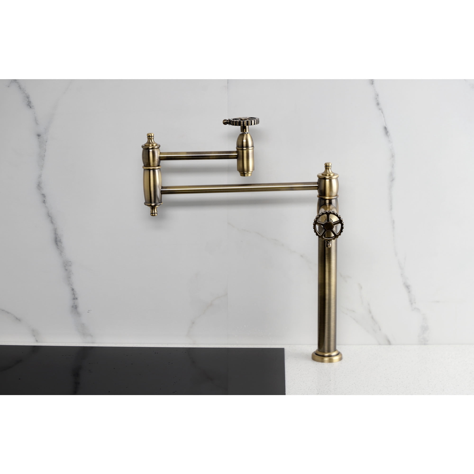 Kingston Brass KS3703CG Fuller Deck Mount Pot Filler Faucet, Antique Brass