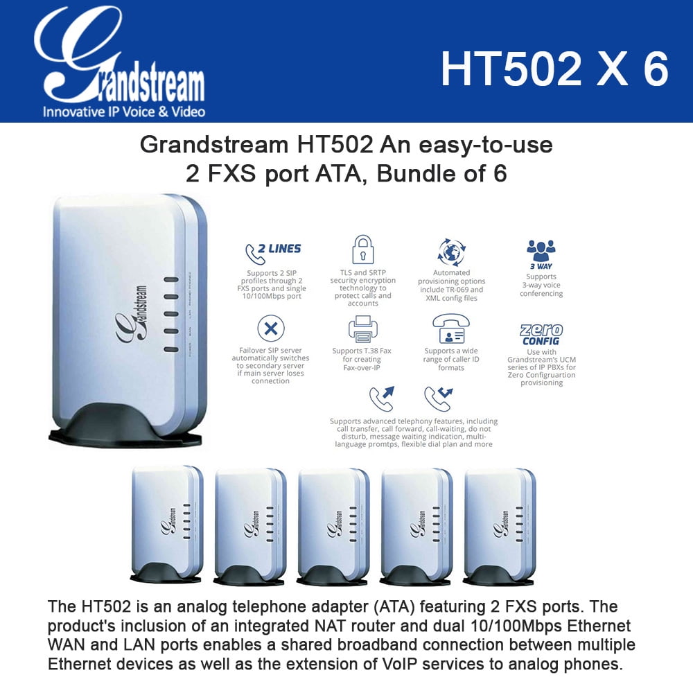Grandstream HT502 Bundle of 6 HandyTone 502 VoIP router Analog