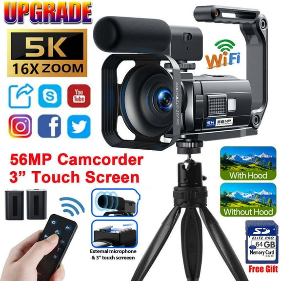 UHD 5K Video Camera & 3.0” Touch Screen 56MP Photo Camcorder Podcast Recorder US