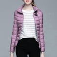 thumbnail image 5 of Tiqkatyck Womens Puffer Coat Women's Winter Warm Solid Color Stand Collar Hatless Ultra Light Down Jacket Puffer Jacket Womens Winter Jackets for Women Purple L, 5 of 5