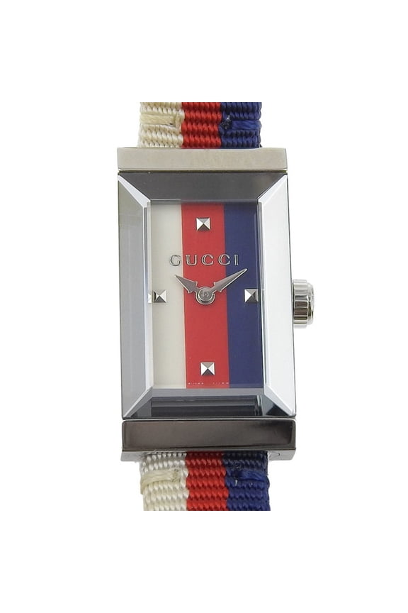 Pre-Owned Gucci G Frame Tricolore Watch YA147502/147.5 Stainless Steel and Canvas... (Good)