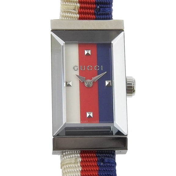 Pre-Owned Gucci G Frame Tricolore Watch YA147502/147.5 Stainless Steel and Canvas... (Good)