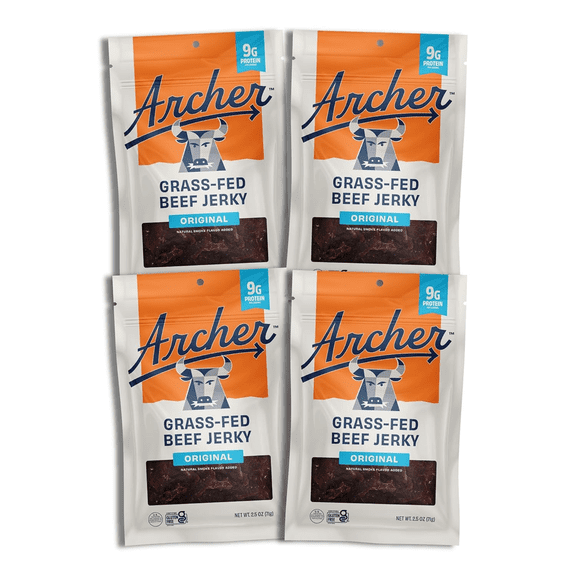 Original Beef Jerky by Country Archer, 100% Grass-Fed, Gluten Free, 2.5 Ounce (4 Pack)