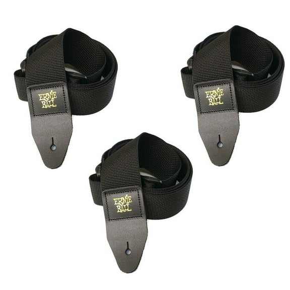 Ernie Ball Guitar Strap Polypro Black Nylon Wide Value 3 Pack Bundle