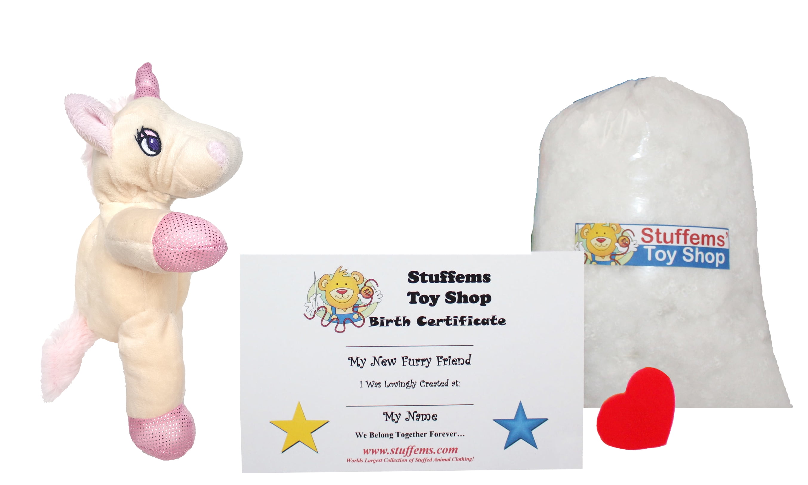 Make Your Own Stuffed Animal Mini 8 Inch Unicorn with Embroidered Eyes Kit  - No Sewing Required! 