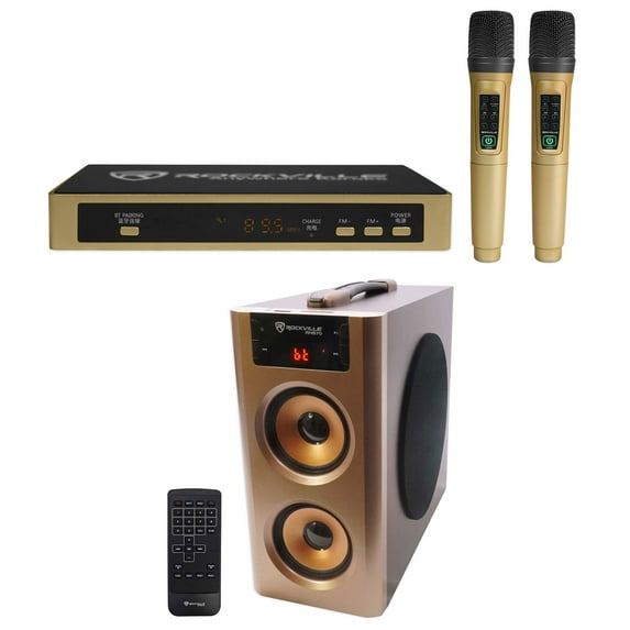 Rockville ANYWHERE KARAOKE Machine System w/Compact Speaker+Bluetooth+(2) Mics