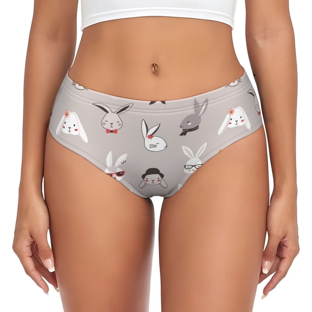 Balery Various Rabbits Ropa Interior de Algodón para Mujer con Dibujo – Braguitas Cómodas y Elásticas, Estilo Clásico-3X-Large