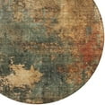 thumbnail image 4 of HomeRoots 606106 8 ft. Sage, Tan & Copper Round Abstract Washable Indoor & Outdoor Area Rug, 4 of 5