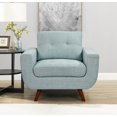 thumbnail image 2 of Accent Chair, Modern Button Tufted Thicked Upholstered Armchair with Wide Backrest & Wood Legs, Comfy Leisure Single Sofa Chair Reading Chair for Living Room Bedroom, Light Blue, 2 of 7