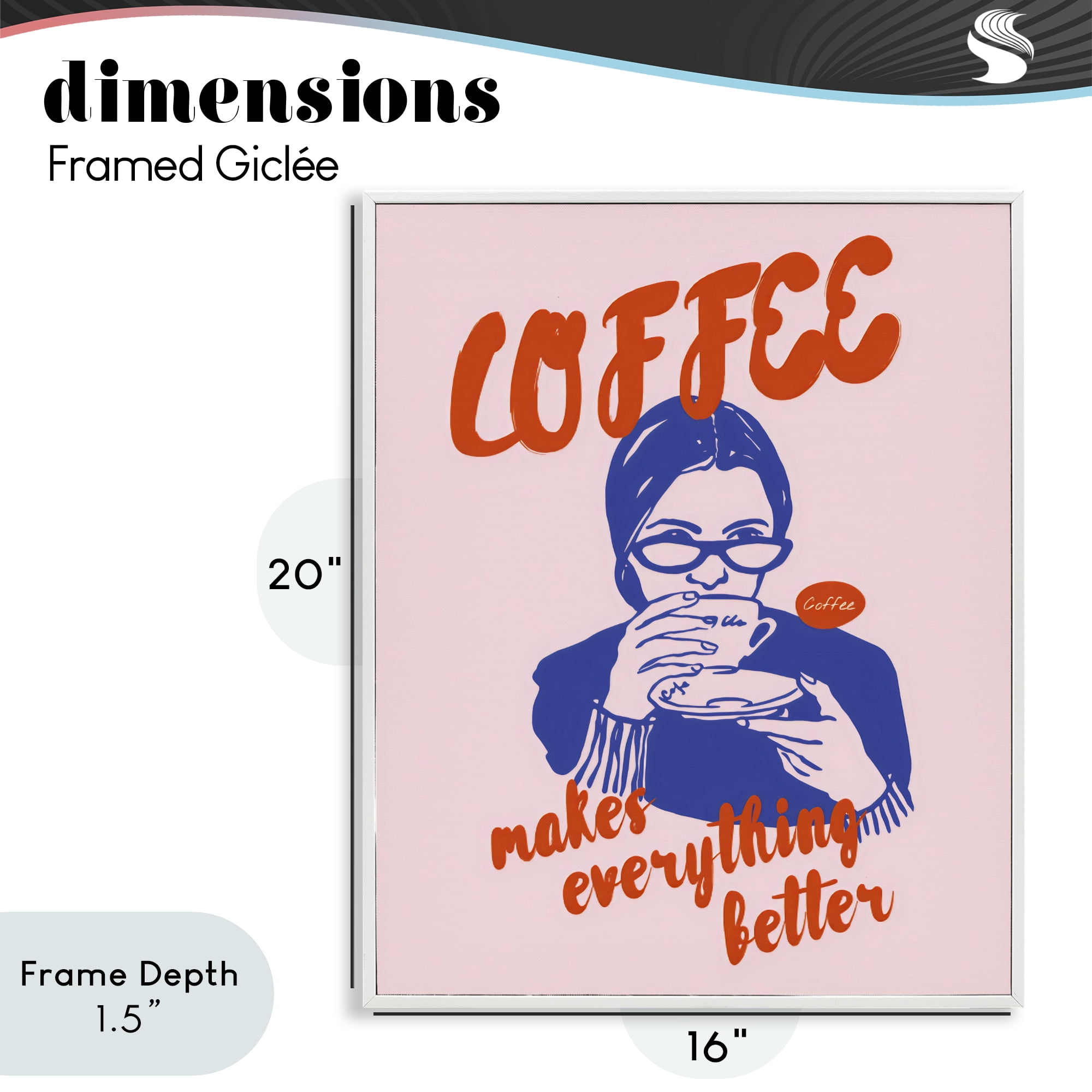 Stupell Industries Coffee Makes Everything Better White Framed Giclee Art, design by The Prints Vibe