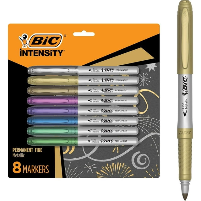 Rotuladores permanentes BIC Intensity Metallic Fine, paquete de 8