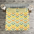 thumbnail image 3 of Ambesonne Chevron Quilted Bedspread Set 3 Pcs, Retro Zigzags Vertical, King Size, Green Yellow Orange, 3 of 3