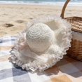 thumbnail image 4 of Hsqqdc Women Summer Lace Straw Sun Hat Wide Brim Floppy Beach UV Protection Bow Cap, 4 of 6