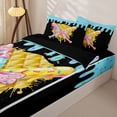 thumbnail image 3 of Castle Fairy Pink Bow Sport Baseball Zipper Twin Comforter Sets with Fitted Sheet and 2 Pillowcases, Ice Cream Drip Zipper Bedding Set, Black Pink Yellow,4-Piece,Black Reversible, 3 of 6