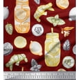 thumbnail image 1 of Soimoi polyester Crepe Fabric Lemon Slice Jar,Cucumber & Ginger Vegetable Decor Fabric Printed Yard 42 Inch Wide, 1 of 3