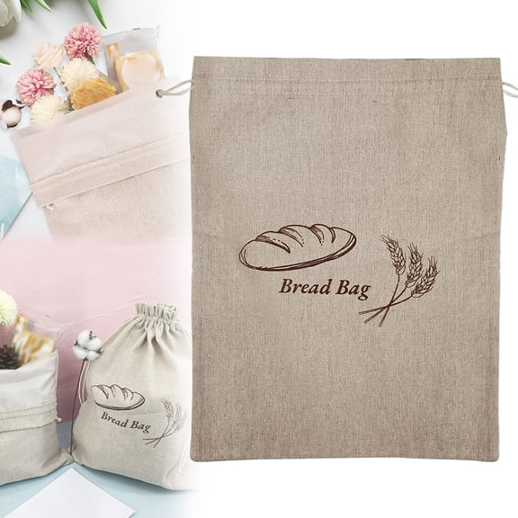 Reusable Linen Bread Bag For Homemade Bread Sourdough Storage Rustic Kitchen Counter Bread Bag With Drawstring Closure 1PCS