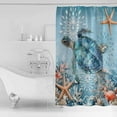 thumbnail image 4 of 72x78 Inch Shower Curtain Blue Coastal Sea Turtle Bathroom Decor Waterproof Fabric Bathtub Bath Curtains Decorative Summer Beach Starfish Botanical Extra Long Shower Curtain Set with Hooks, 4 of 6