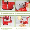 thumbnail image 5 of Apple Peeler Corer, 5 in-1 Apple Peeler Slicer Corer, Durable Heavy Duty Apple Peeler Slicer with Stainless Steel Blades and a Powerful Suction Base for Apples and Potato(Red), 5 of 9