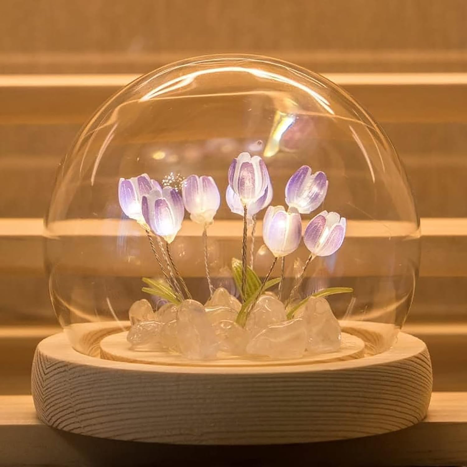 Tulip Lamp Gifts for Women, LED Tulip Crystal Glass Ball Night Light Bedroom Decor Tulip Night Light for Birthday Anniversary Mother's Day Valentines Day