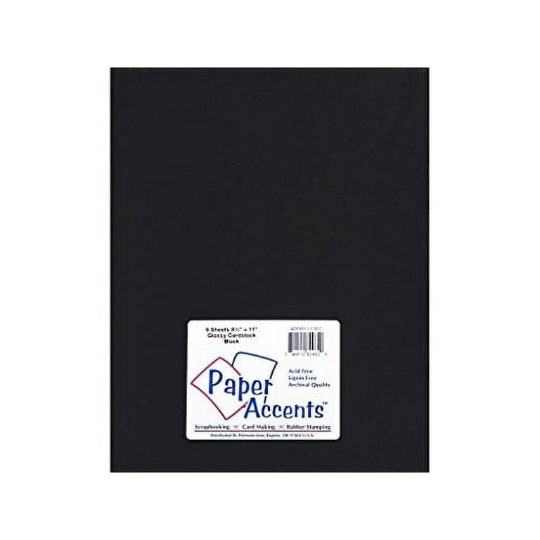 PA Paper Accents Glossy Cardstock 8.5 x 11 Black, 12pt colored