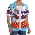 thumbnail image 4 of Balery Sushi Salmon Surfing Men's Casual Button Down Shirt Short Sleeve Textured Summer Cuban Beach Shirts-3X-Large, 4 of 7