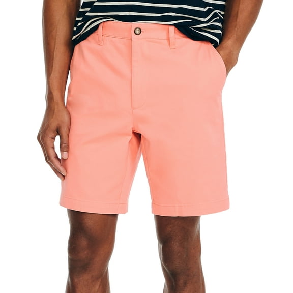 Nautica Mens Classic fit Casual Deck Shorts 30 Pink Coral Solid
