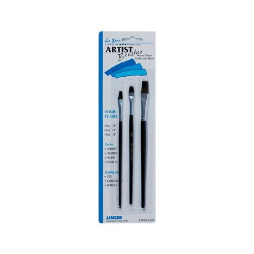 Linzer A353 3-Pc. Flat Ox Hair Artist Brush Set - Quantity 1