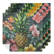 Awypu Pineapple Flowers Palm Trees Dinner Napkin for Dining Table Kitchen Daily Party Housewarming Farmhouse Decor 6 PCS