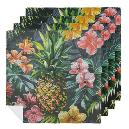 Awypu Pineapple Flowers Palm Trees Dinner Napkin for Dining Table Kitchen Daily Party Housewarming Farmhouse Decor 6 PCS