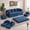 Blue, variant on 79" Corduroy Floor Sofa with 4 Pillows & 2 Cup Holders, Armless Deep Seat Design, Perfect for Living Rooms, Apartments and Small Spaces