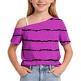 thumbnail image 5 of WRKEKC Girls Short Sleeve Tops Kids Star Print One Shoulder Short Sleeve Casual T-Shirt for Daily Wear 5-14 Years, 5 of 9