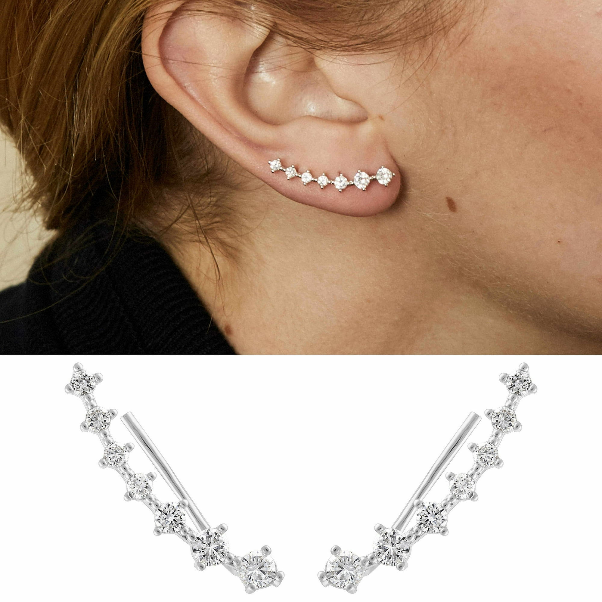 Kisper 18k Gold Plated Cubic Zirconia Ear Crawler Climber Earrings Other