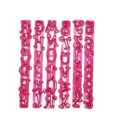 La Botica Makers Funky Alphabet Uppercase Letters and Numbers Biscuit Fondant Cake, Cookie Stamp Impress Embosser Cutter - Mold Set, DIY, 0.87 Inches, Pink, 6-Pack