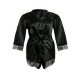 thumbnail image 4 of Women Satin Kimono Bridesmaid Silky Lace Bathrobe Night Gown Robe, 4 of 5