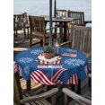 thumbnail image 2 of Outdoor Tablecloth with Umbrella Hole for Patio/Picnic/Party/Camping, 250 Year American Anniversary Flag Waterproof Table Cloth Round Cover Washable, Blue Gnomes Fireworks (Dia 54"), 2 of 9