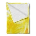 thumbnail image 2 of Yellow and White Soft Flannel Fleece Throw Blanket, Painting Style Brushstroke Twist Abstract Monochrome Wave, Cozy Plush for Indoor and Outdoor Use, 50" x 70", Yellow Marigold, by Ambesonne, 2 of 5