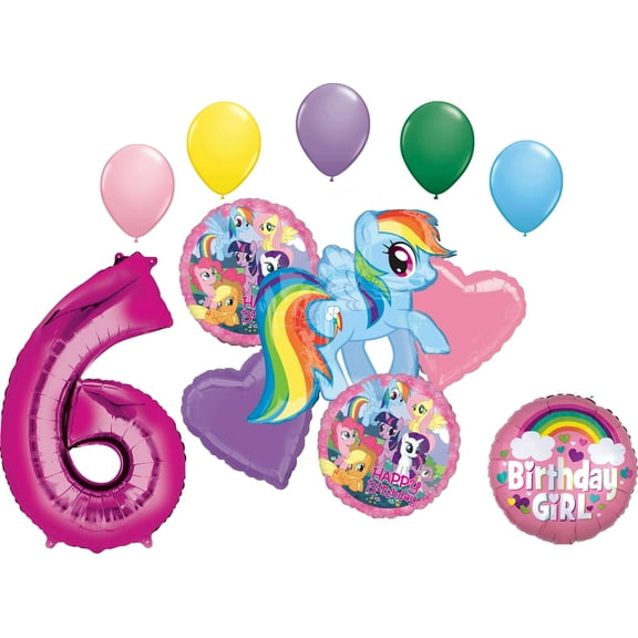 My Little Pony Rainbow Dash Friends 6th Birthday Party Balloons 12 Piece Set