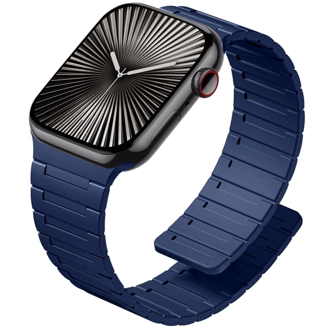 Correa SNBLK de silicona magnética para Apple Watch de 44 a 49 mm, color azul marino