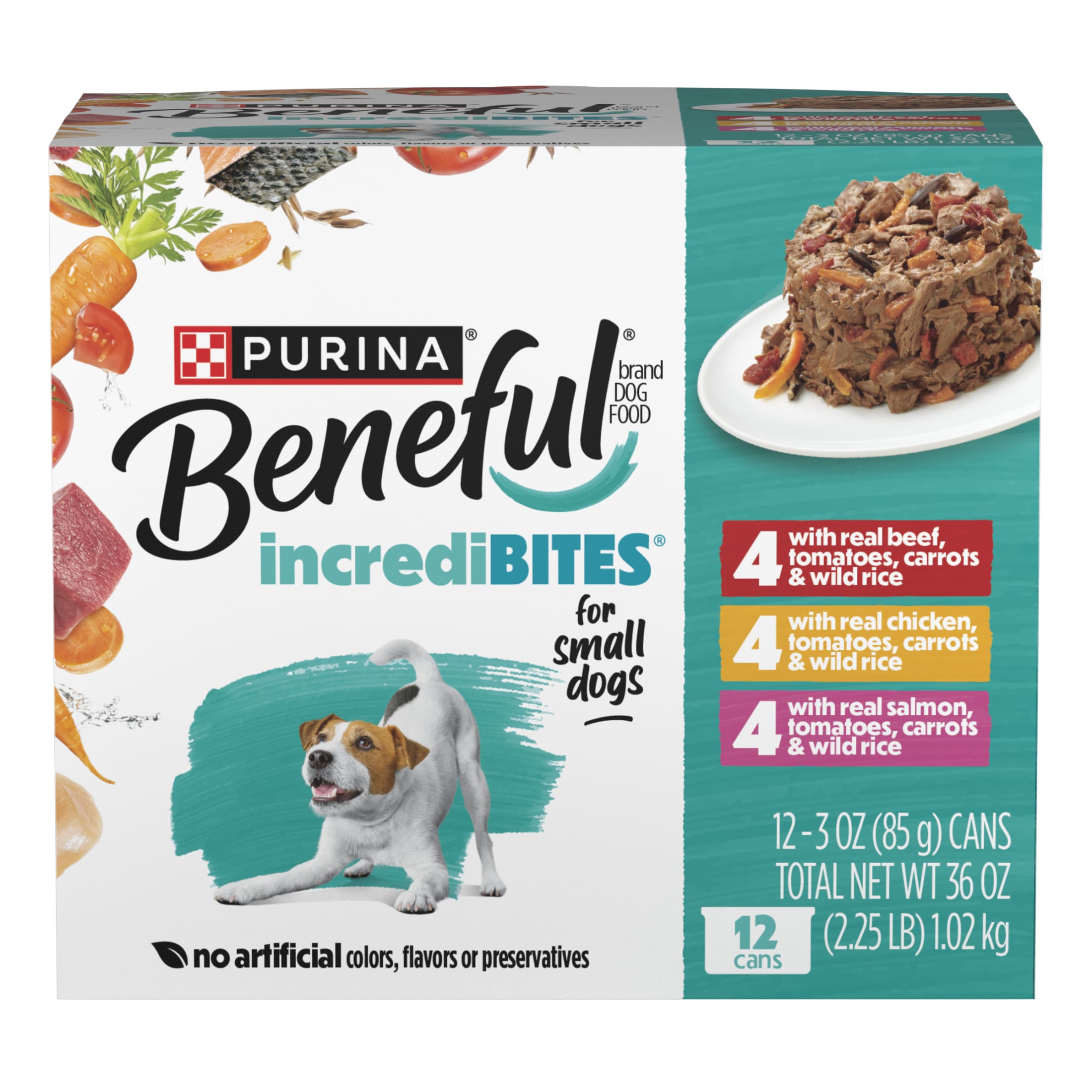 Purina Beneful Small Breed Wet Dog Food Variety Pack, IncrediBites With Real Beef, Chicken and Salmon, 3 oz.
