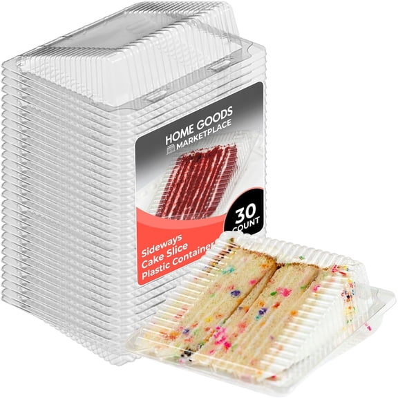 Sideways Cake Slice Containers with Hinged Lids – 30 Pack, Clear Disposable Plastic Dessert Slice Boxes, Leak-Resistant & Stackable – Ideal for Cake, Cheesecake, Pie, Bakery & Party Use