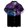 thumbnail image 4 of Shirts for Men Tropical Hawaiian Style Print Short Sleeve Button Down Lapel Blouses Trend Beach Casual Summer Tops Purple S, 4 of 4