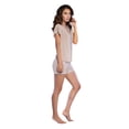 thumbnail image 4 of Women's Sleepwear Lightweight Super Soft Bamboo Short Lace Trim Pajama Set - Made in Turkey (Large, Taupe), 4 of 6