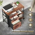 thumbnail image 3 of JungleA 3 Drawer Mobile File Cabinet, with 3 Fabric Drawers and 2 Shelves, Mobile Storage Organizer Cart for Office, Study Room, Library, Burnt Texture, 3 of 8