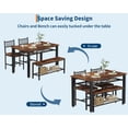thumbnail image 4 of 47 Inch Farmhouse Dining Table Set for 4, Modern Kitchen Table with Bench and Chairs, Storage Shelf & Sturdy Metal Frame, Space-Saving Design for Apartment and Kitchen, Brown, 4 of 6