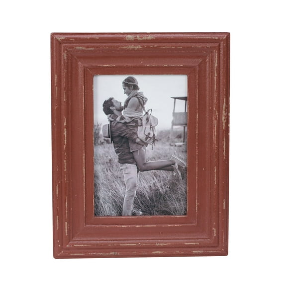Foreside Home & Garden Red 4 x 6 inch Decorative Distressed Wood Picture Frame