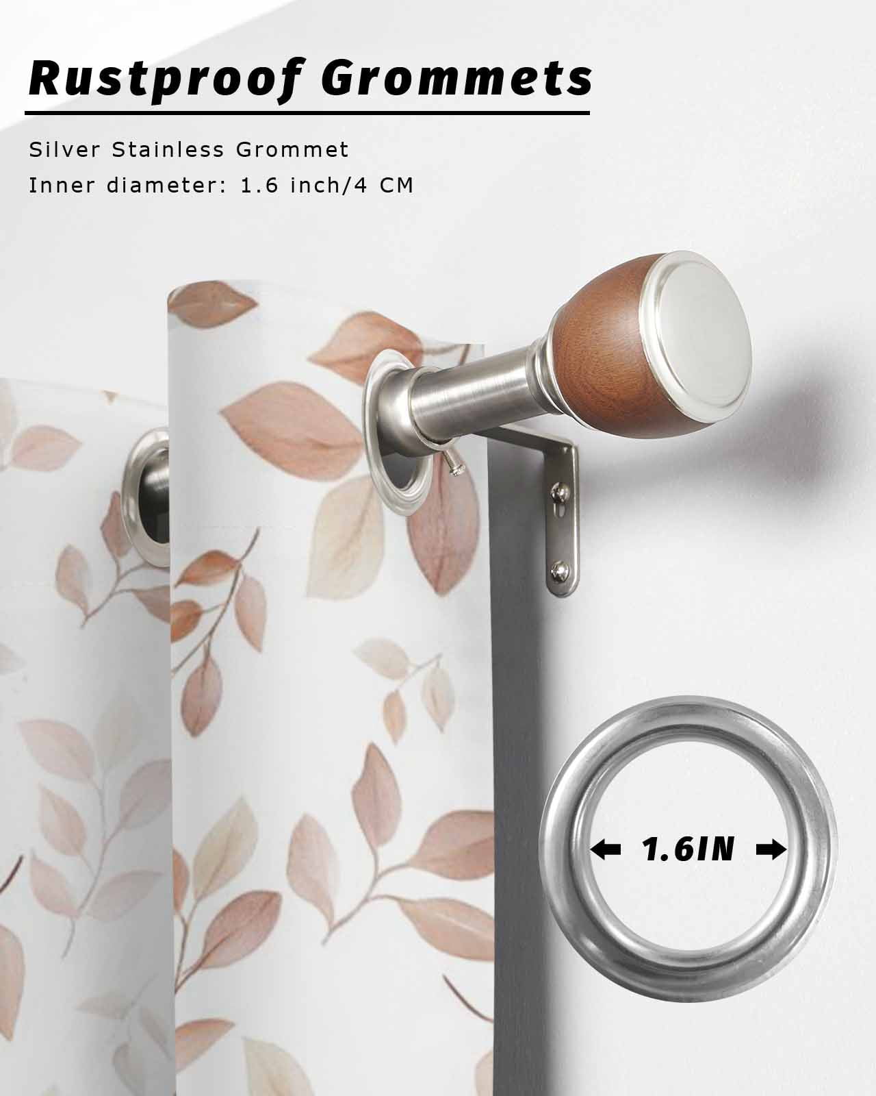 Vintage Leaf Outdoor Curtains for Patio, Fallen Leaves Autumn Tree Branch Plant Privacy Drapes Grommet Waterproof Outside Curtains for Porch/Cabana/Balcony 54"x 108", 1 Panel