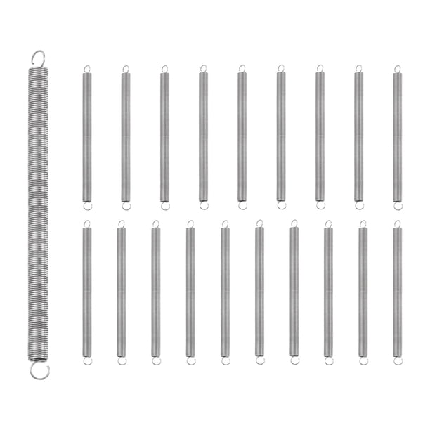 Uxcell 20Pcs Resorte de Extensión, Resortes Pequeños de Acero Inoxidable con Gancho Doble para Reparación de Muebles en Casa 0.3mm Diámetro del Alambre x 3mm Diámetro Exterior x 50mm Longitud