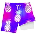 thumbnail image 4 of shoper Boys Swim Trunks Set with Compression Liner Summer Print Quick Dry Shorts Swimming Short Beach Pants Boy Swim Trunks Purple 140, 4 of 5